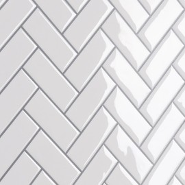CRE8TIVE 4 Sheets White Herringbone Peel and Stick Backsplash for Kitchen 12"x12" Peel and Stick Tile Stickers Self Adhesive Wall Tiles Stick on Backsplash for Kitchen Bathroom Shower Wall Decor