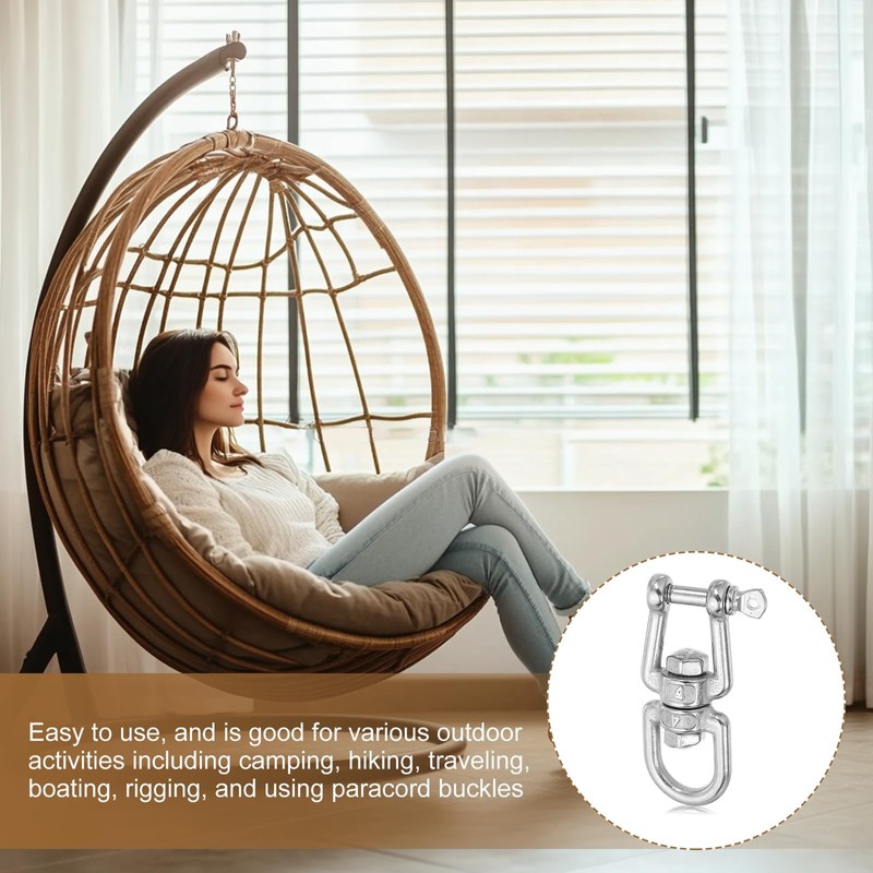 sourcing map Heavy Duty M4 Double Swivel Eye Hook, 304