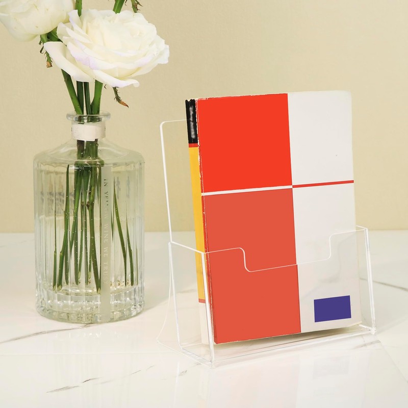 QWORK® 2 Pack A5 Acrylic Freestanding Brochure, Flyer Stand, Transparent