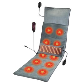 Zorpupoa Full Body Massage Mat with Heat, Electric Heating Pad Massage Mat with Inflatable Head Pillow Lumbar Pillow, Massage Chair Pad with 10 Vibrating Motors, 9 Massage Modes and 3 Heating Settings