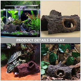 Cork Bark for Reptiles Reptile Hiding Hole Fish Cave Large Fish Tank Decorations Aquarium Cave Aquarium Decorations Large and Tall Compact Shrimp Cave Shrimp Hiding Cave Floating