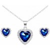 Conjunto de Collar, Dije y Aretes Plata 925 Corazón Azul