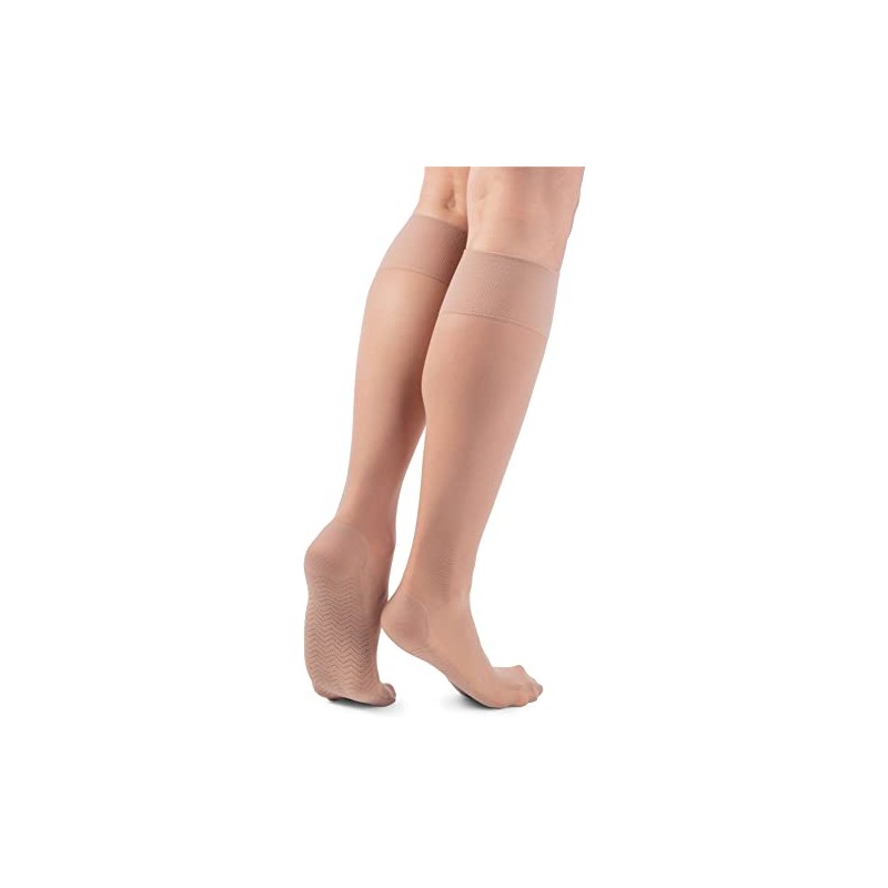 NOQ Women's Foot Massage Knee Socks Transparent Semi-Matte Pressure-free Knee