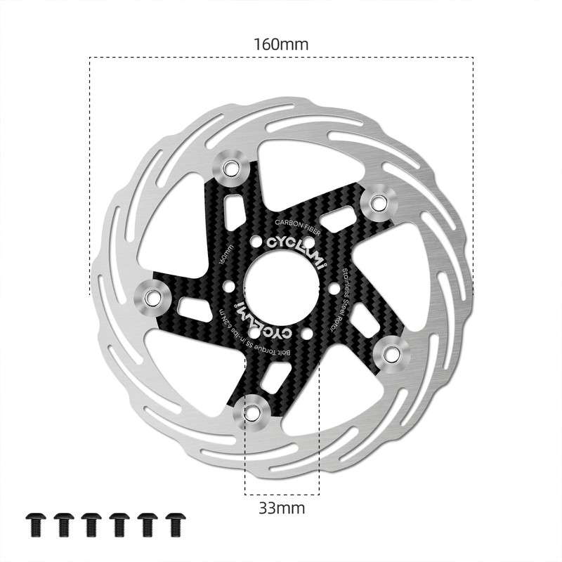 CYCLAMI Deore Carbon Fibre Bicycle Brake Disc 160 mm Disc