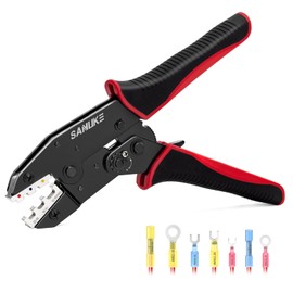 Sanuke Crimping Tool For Heat Shrink Connectors-AWG 22-10 Ratchet Wire Terminal Crimper-Crimping Pliers-Electrical Crimping Tool for Insulated Nylon Connectors and Electrical Wire Connectors