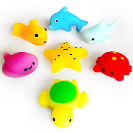 6 Pcs Ocean Sea Animals Mochi Squishy Toys, Kawaii Squishies Small Mochi Squishy Toys for Kids Party Favors, Marine Life Fidget Toys Bulk for Kids Prizes, Goodie Bag Stuffers, Squeeze Toys