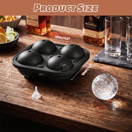 4 Cavity Golf Ball Ice Cube Molds,Ice Ball Mold,Ideal for Cocktails,Whiskey