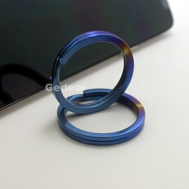 TIKING 2pcs Titanium Ti Key Chain Key Ring Split Ring Size L 32mm Anodized Blue