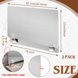 2 Packs Stainless Steel Fryer Splash Guard Commercial Splatter Guard Side Stove Splash Guard for Stop Oil from Splattering (20-1/2" W x 9" H)