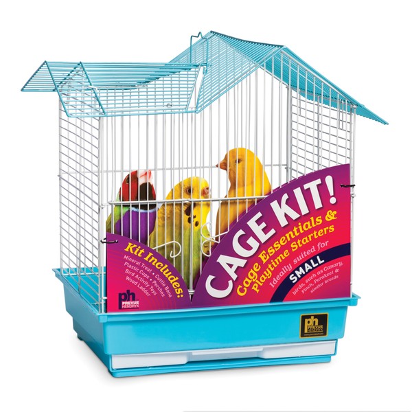 Prevue Hendryx Pet Products 91110 Double Roof Bird Cage Kit, Blue/White, 3/8'