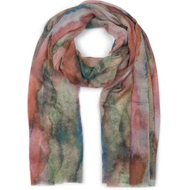 styleBREAKER 01016240 Women's Scarf with Colourful Watercolour Gradient Pattern, Light Summer Scarf, Multicoloured Colour: Blue/Green/Orange, Terracotta-green-blue