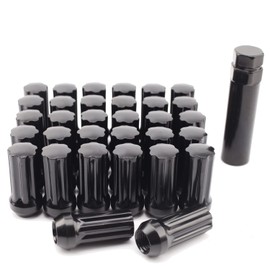 Set of 32, 9/16-18 Spline Wheel Lug Nuts with Socket Compatible with Dodge 1994-2011 Ram 2500 3500