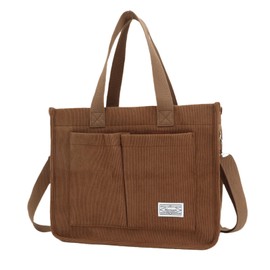 UERRUAM Tote Bag for Women with Pockets Large Corduroy Bag for Work Laptop Bag Crossbody Bag Everyday Handbag