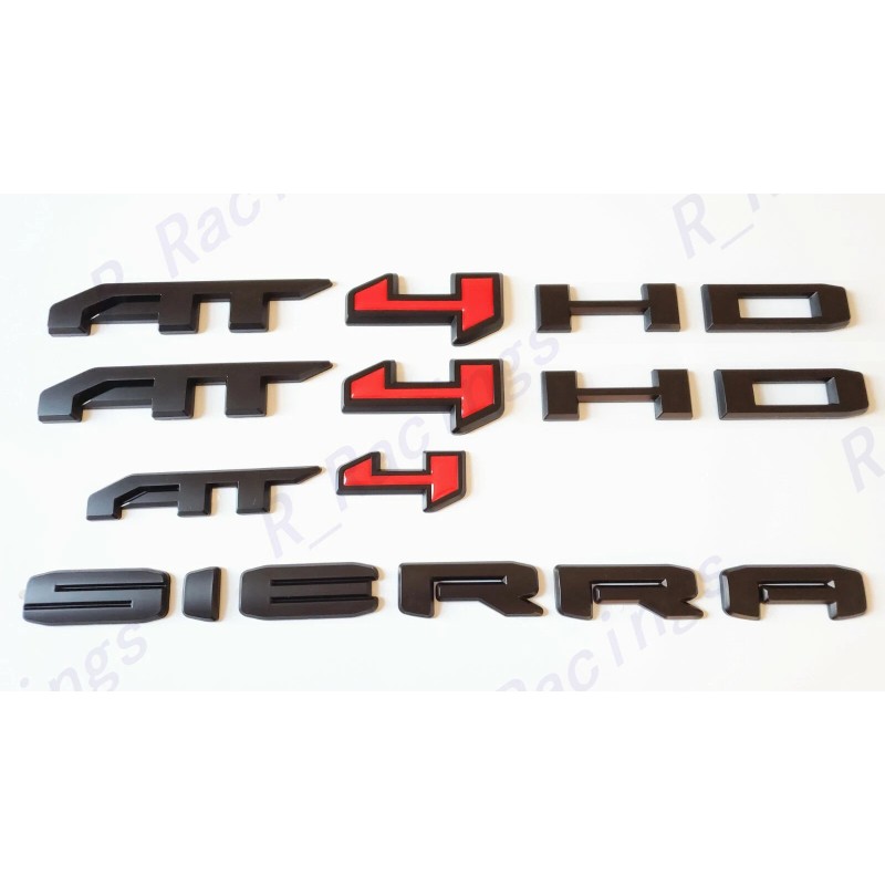 Auto Door Rear Matte Black Red AT4 HD Sierra Emblem