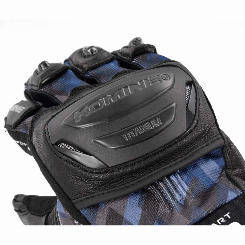 Komine GK-214 1166 Titanium Mesh Gloves for Bikes, Plaid Navy,