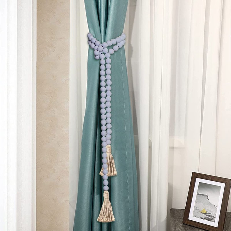 58 Inches String Garland Farmhouse Wooden Beads Rustic Boho Wood