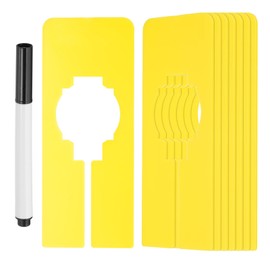 PATIKIL 16 Pcs Rectangle Clothes Dividers, 5 Inch Blank Clothing Rack Divider Sorting Clothes Size Reusable Wardrobe Hanger Separator with Pen, Yellow