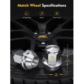 MIKKUPPA MIKKUPPA 14x1.5 Replacement for 2015-2024 Mustang Edge MKX MKZ Aviator, 20 PCS One-Piece Chrome OEM Factory Style Lug Nuts for Stock Wheels