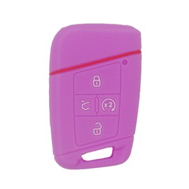 WEIBISS 2 Pack Silicone Key Cover Case Shell Fob Holder Bag Fit for 2021 2020 2019 VW Volkswagen Tiguan Atlas Jetta Passat Golf Alltrack KR5FS14-US 3G0959754T, Pink Purple