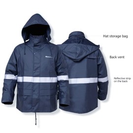 HANMENGXUAN Rain suit, Safety Rain Set High Visibility Reflective Heavy Duty Rain Gear Rainwear (3X-Large, Navy blue)