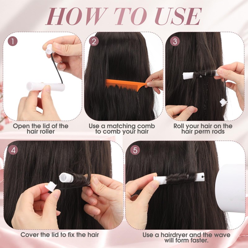 200 Piece Hair Perm Rods Set with Pintail Comb and