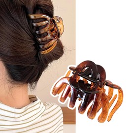 MILANA Hair Clip, Large Hair Clip, Barrette, Strong, Cute, Stylish, Elegant, For Adults, Korean Style, Hair Accessories, Weddings, Bathing, Everyday, Office, Mother's Day Gift (Yellow Tortoise Shell)
