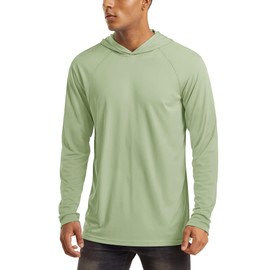 Long Sleeve Uv Protection Shirts Men with Hood Athletic Shirts Running Shirts Workout Shirts Sun Shirts Hiking Outdoor Light Green