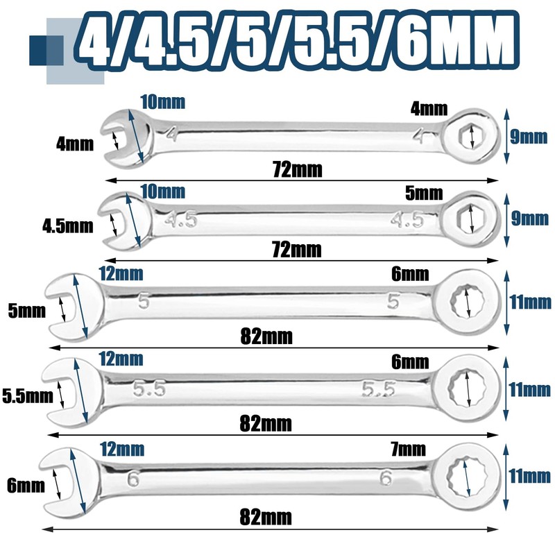 Bestgle 10 Pcs Mini Wrench Set Metric 4-11mm Small Ignition