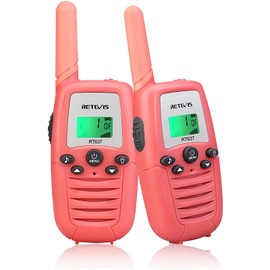 Retevis RT637 Walkie Talkie Kids, Aged 6-12, Toys with LED Flashlight, Long Range 16CH VOX, Gifts for Children Family Travel Outdoor Indoor Games (1 Pair, Pink)