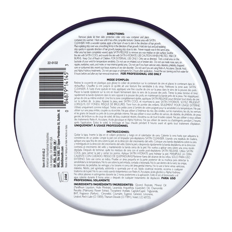 Satin Smooth Lavender Wax with Chamomile, Facial and Full Body