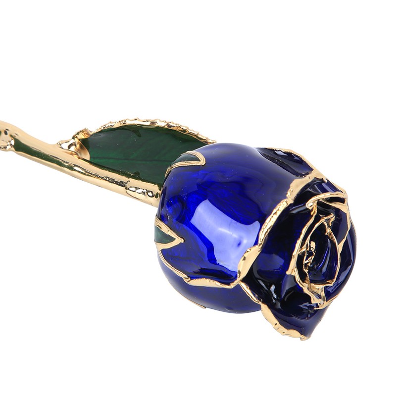 Golded Rose Flower Gift 24K Bright Deep Blue Base for