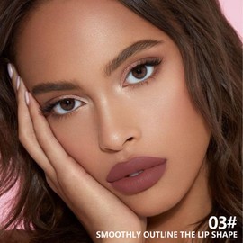 QIDSTERS Matte Lipstick Crayon for Women, Nude Brown 24 Hour Lipstick Lip Liner Pencil, Neutral Lip Stick Lipliner Long Lasting Waterproof Smudge Proof, Vegan & Cruelty-Free, 03