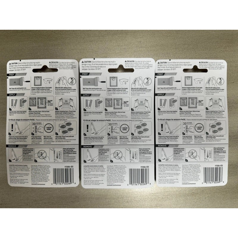 Command 3x Pack Command Picture Hanging Strips, Holds 16 lbs