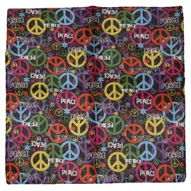AES Peace Letter Rainbow Multi-Color Peace Signs 100% Cotton 22"x22" Bandanna