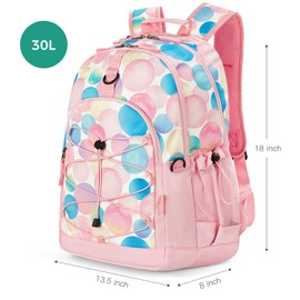 Choco Mocha Pink Backpack for Teen Girls, Travel School Backpack for Girls Middle School Large Bookbag 18 Inch, Polka Dot