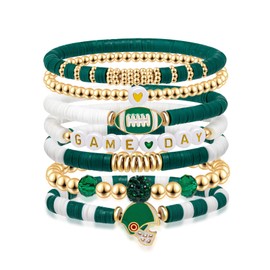 Artlunar Game Day Football Charm Bracelet: Stackable Sports Jewelry for Moms & Dads - Perfect for Football Fans