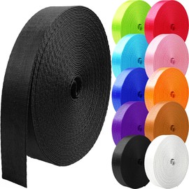 Grosun - Correa de nailon de 10 yardas, 1.5 pulgadas, 2.08 pulgadas, correa de nailon para mochila, correa de 10 25 50 3.3 yardas (negro, 2 pulgadas)