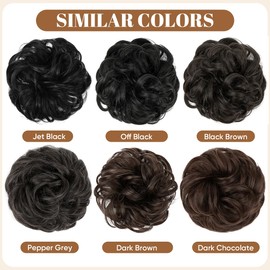 CJL HAIR CJL HAIR Large Messy Bun Hair Piece Wavy Curly Scrunchies Synthetic Chignon Ponytail Hair Extensions Thick Updo Hairpieces for Women Dark Brown