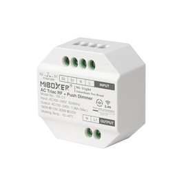 LIGHTEU, Milight Miboxer TRIAC Dimmer Module RF + Push Control for Lamps and Dimmable LED Spotlights AC 100-240V Trailing Edge Dimmer, TRI-C1