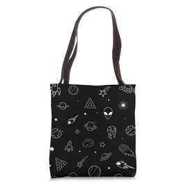Black Space Doodle Tote Bag