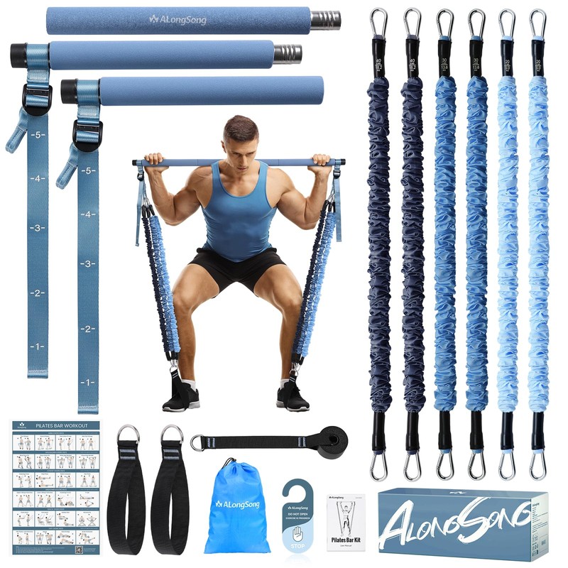ALongSong - Kit de barra de pilates mejorado con bandas