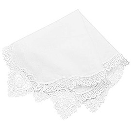 Milesky - Pañuelo de boda blanco de algodón puro, suave para mujer con encaje de ganchillo, Ch09, 11.5 x 11.5 inches