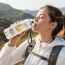 0.7L/0.9L Sports Water Bottle with Carry Strap – Portable Sippy Cup for Outdoor Activities, Cycling, Travel and Everyday Hydration