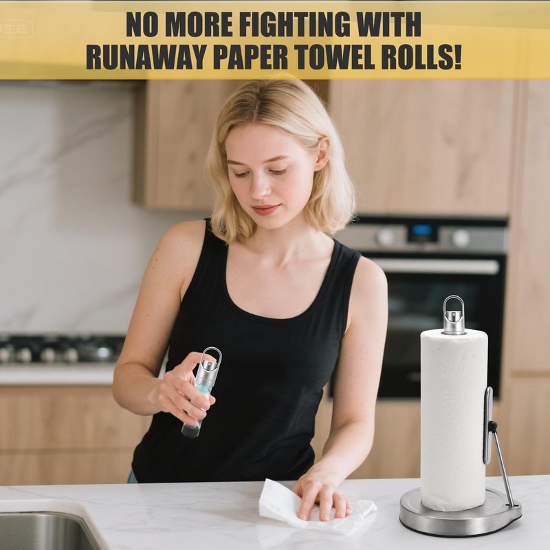 Paper Towel Holder with Spray Bottle for Kitchen Decor and