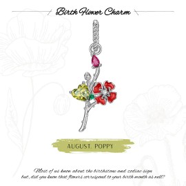 Minimalist Charm Jewelry August Poppy flowers Birthstone Charm, August Charm, Gift For Women
