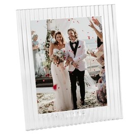 MARVALA Crystal Wedding Photo Frame, Diamond Cut Glass Tabletop Display for Anniversaries, Pictures in Clear Handcrafted Frame with Gift Box (8 * 10inch)