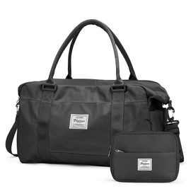 Weekender Bags for Women, Travel Duffle Bag with Laptop Pocket, Carry on Overnight Bag with Wet Pocket and Separate Toiletry Bag,Black