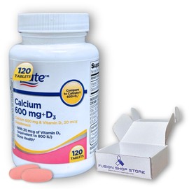 Calcium 600 mg with Vitamin D3- Tablets, 120 Count (Pack of 1), Boxed by Fusion Shop Store