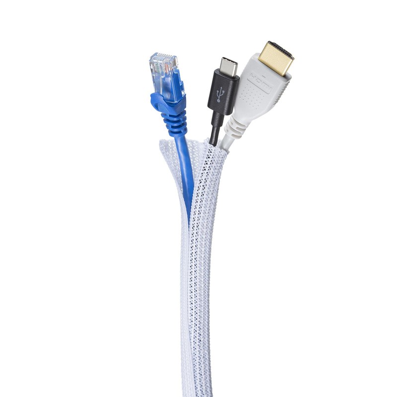 Sanwa Supply CA-SL13W2 Braided Cable Sleeve (White, 6.6 ft (2