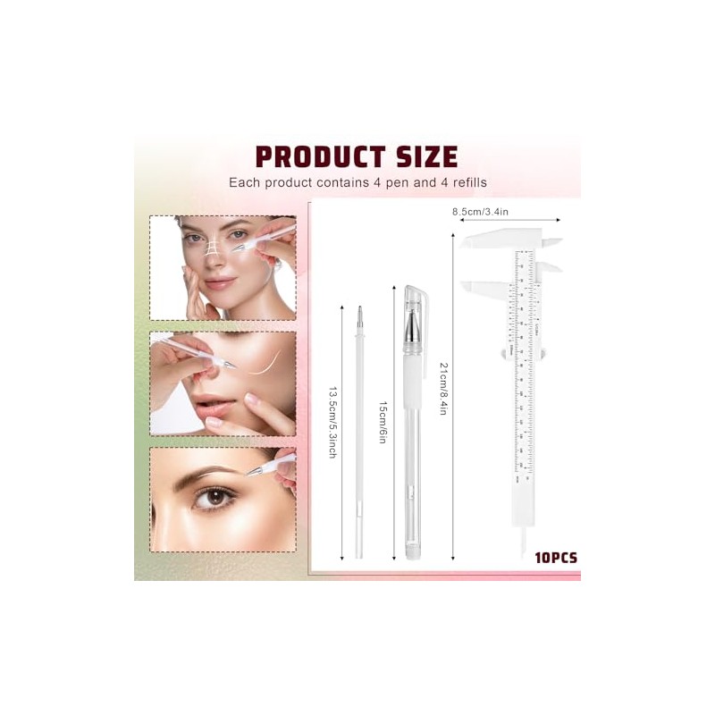 Eyebrow Mapping Kit, 4Pcs Eyebrow Microblading Marker Pens with 4